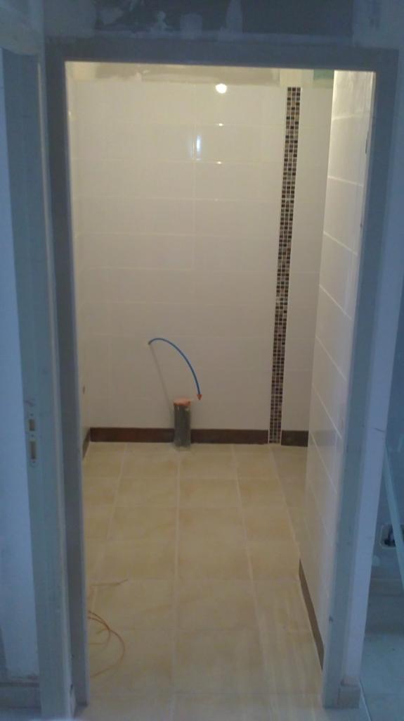 Création salle de bain/WC au garage avec fenêtre sur cloison